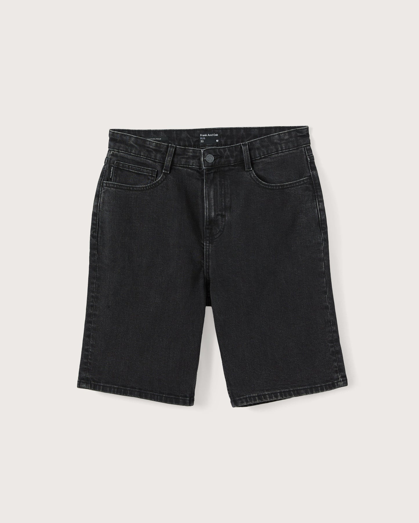 Straight Recycled Denim 10” Short — Washed Black
