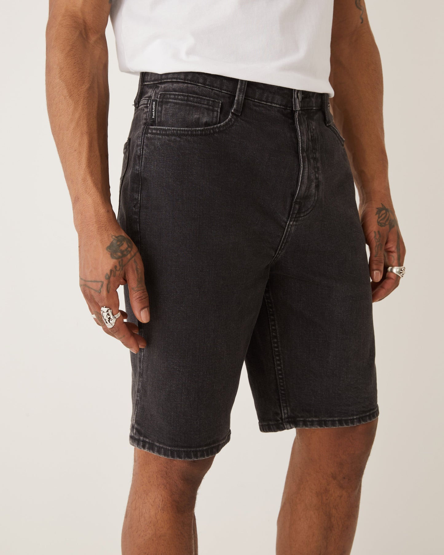 Straight Recycled Denim 10” Short — Washed Black