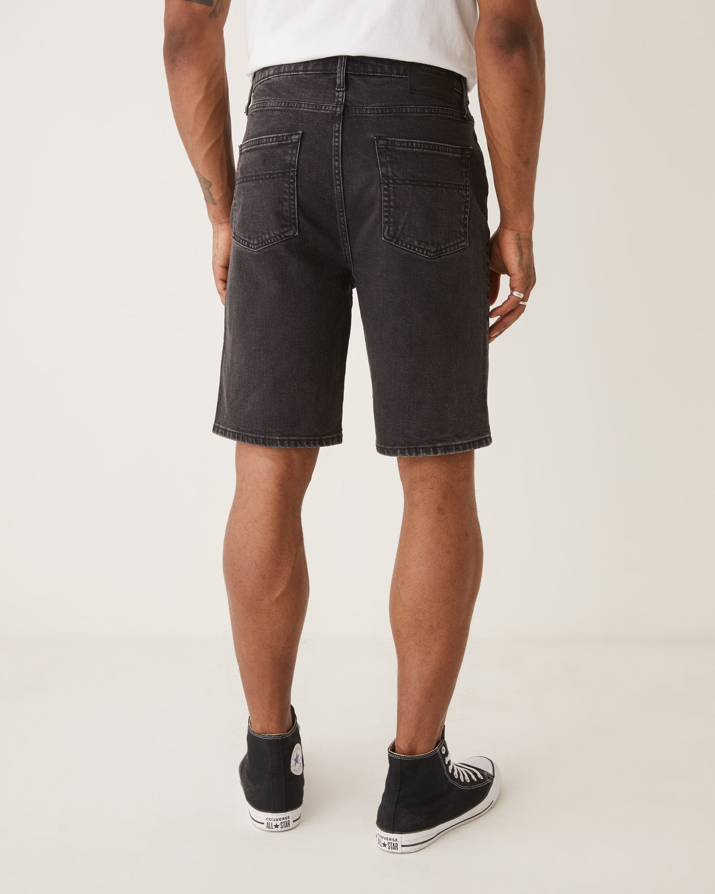 Straight Recycled Denim 10” Short — Washed Black