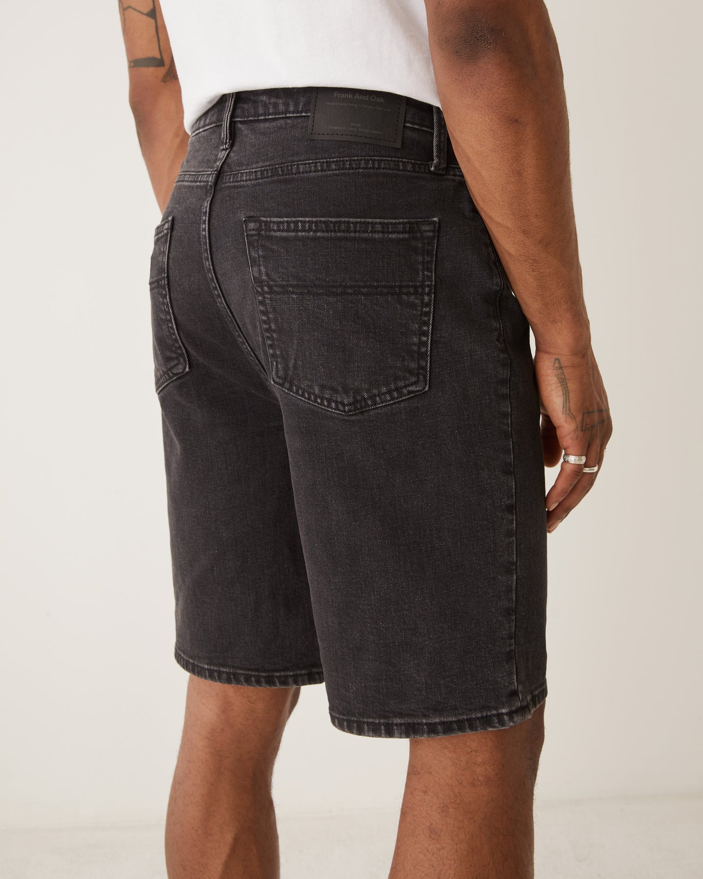 Straight Recycled Denim 10” Short — Washed Black