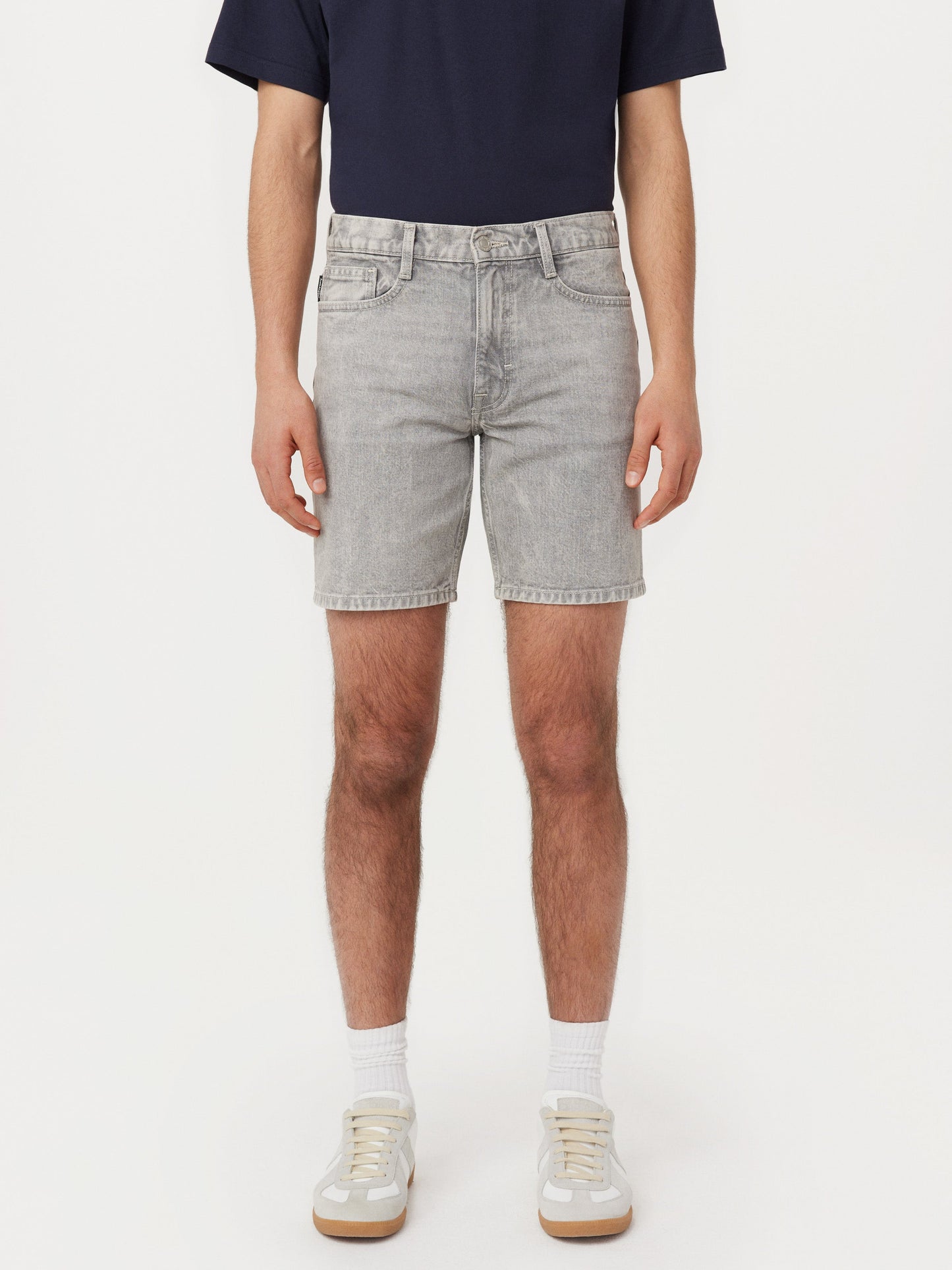 Slim Recycled Denim 8” Short — Vintage Grey