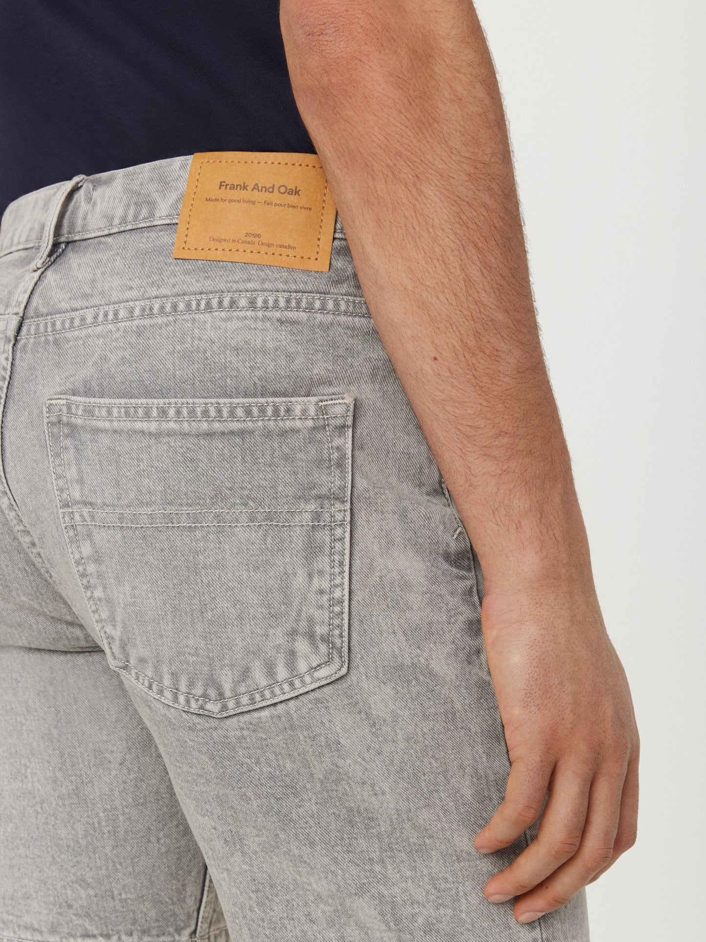 Slim Recycled Denim 8” Short — Vintage Grey
