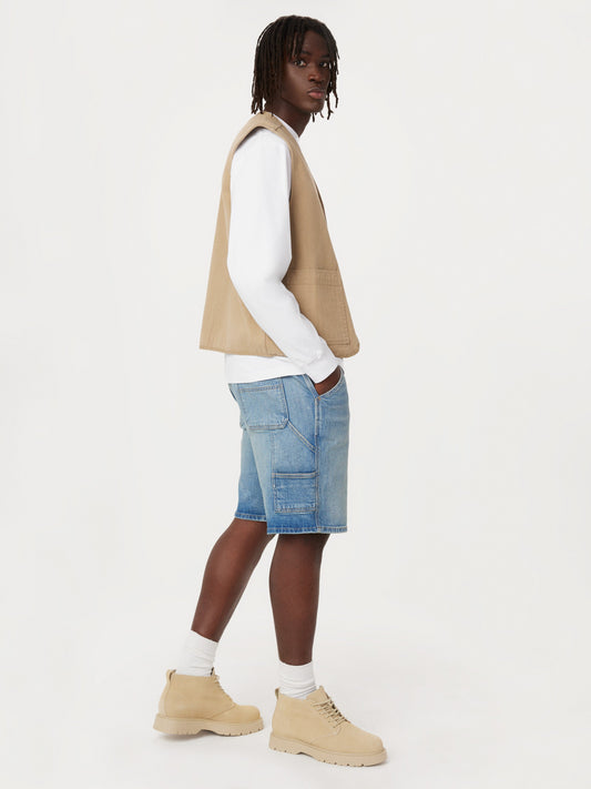 Straight Recycled Denim Carpenter 10” Short — Light Blue