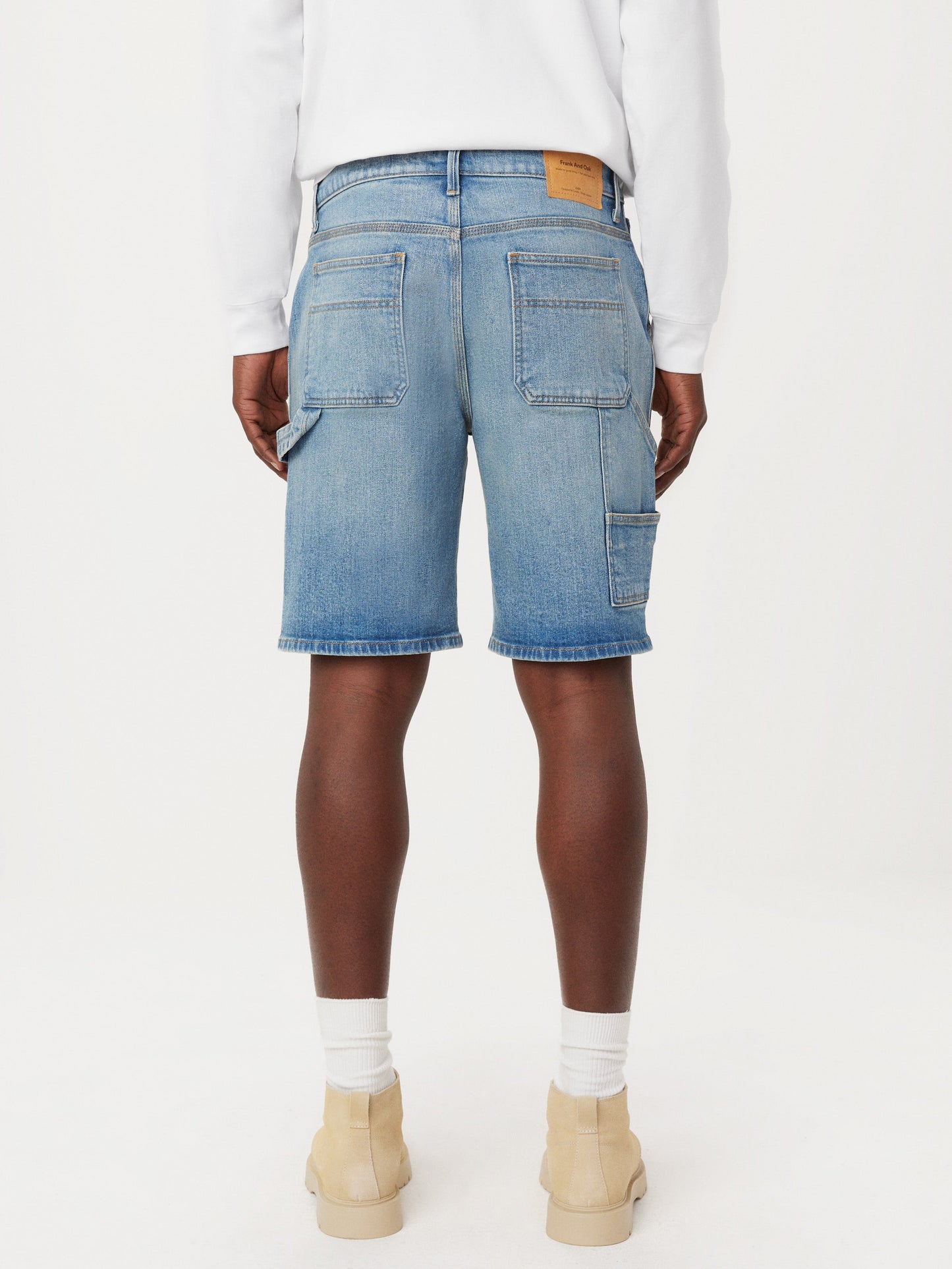 Straight Recycled Denim Carpenter 10” Short — Light Blue