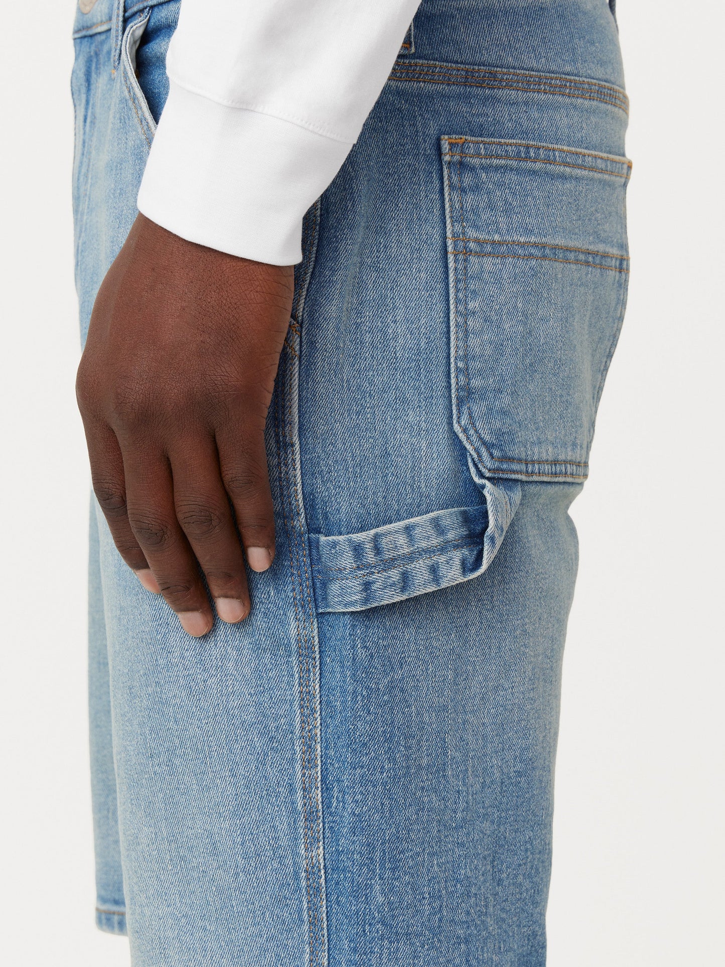 Straight Recycled Denim Carpenter 10” Short — Light Blue