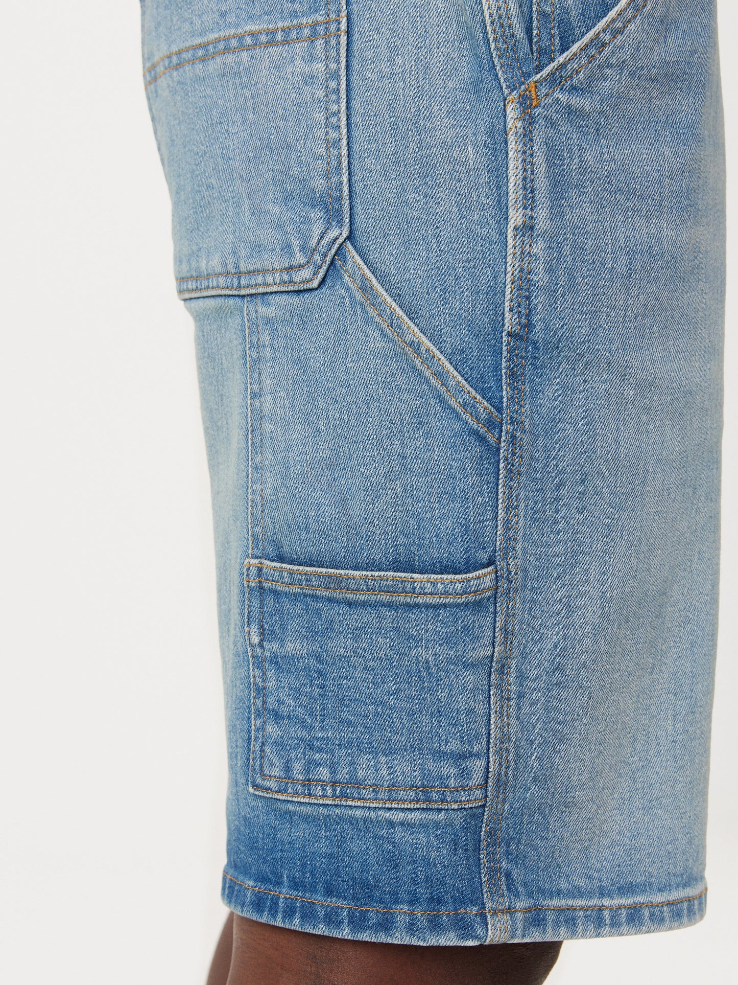 Straight Recycled Denim Carpenter 10” Short — Light Blue