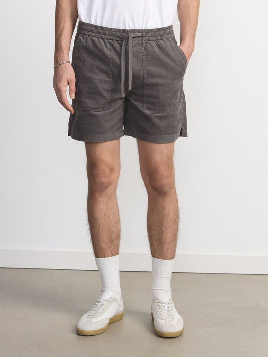 Organic Cotton-Linen Corduroy 6” Short — Charcoal Grey