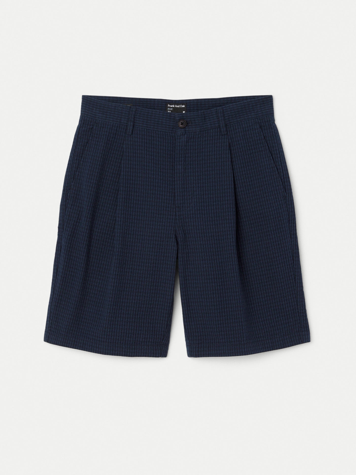 Cotton Seersucker 9” Short — Deep Blue Gingham