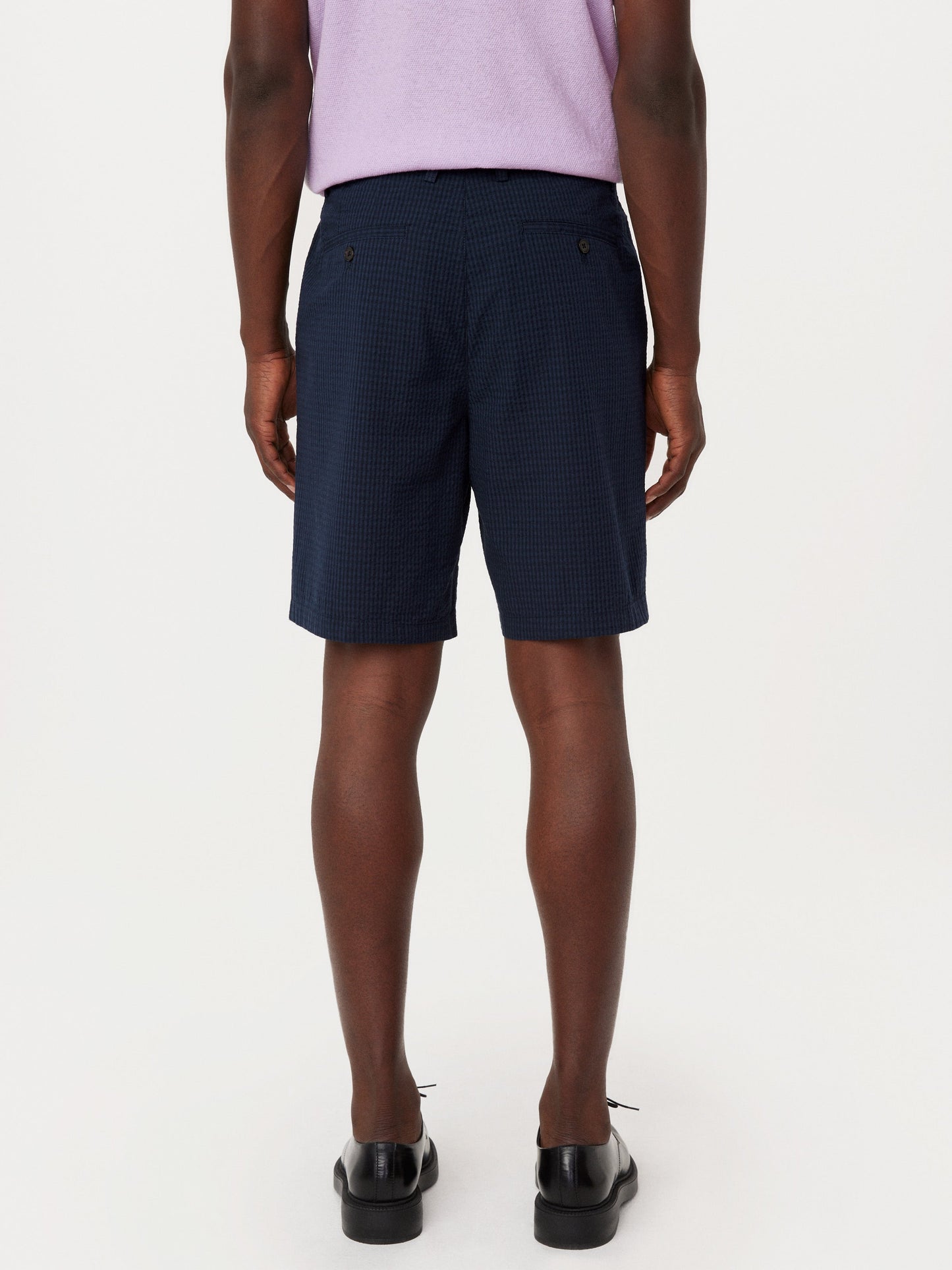 Cotton Seersucker 9” Short — Deep Blue Gingham