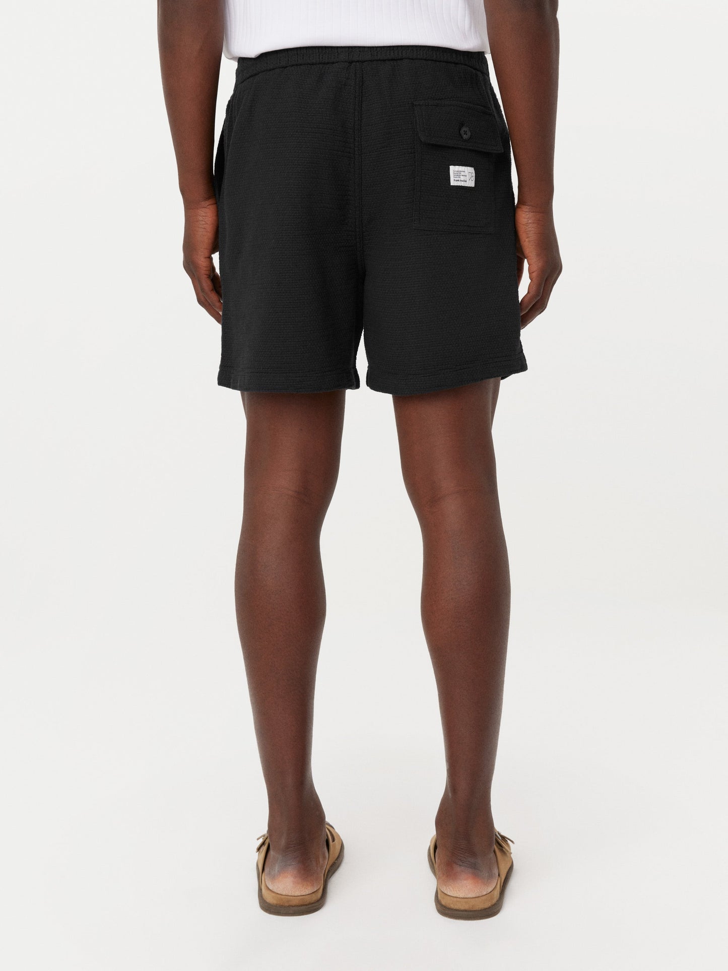 Textured Organic Cotton 6” Drawstring Short — Washed Black