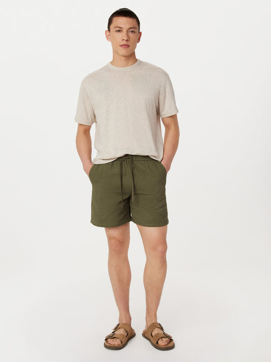 Organic Textured Cotton 6” Short — Martini Olive