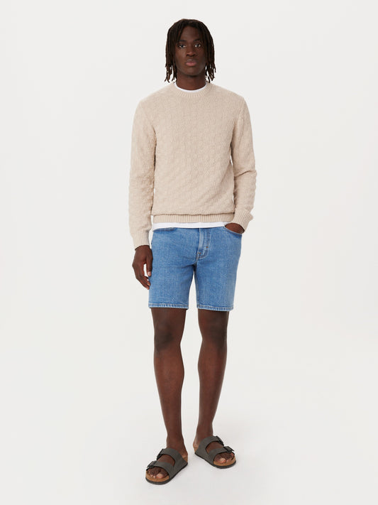 Slim Recycled Denim 8” Short — Medium Blue