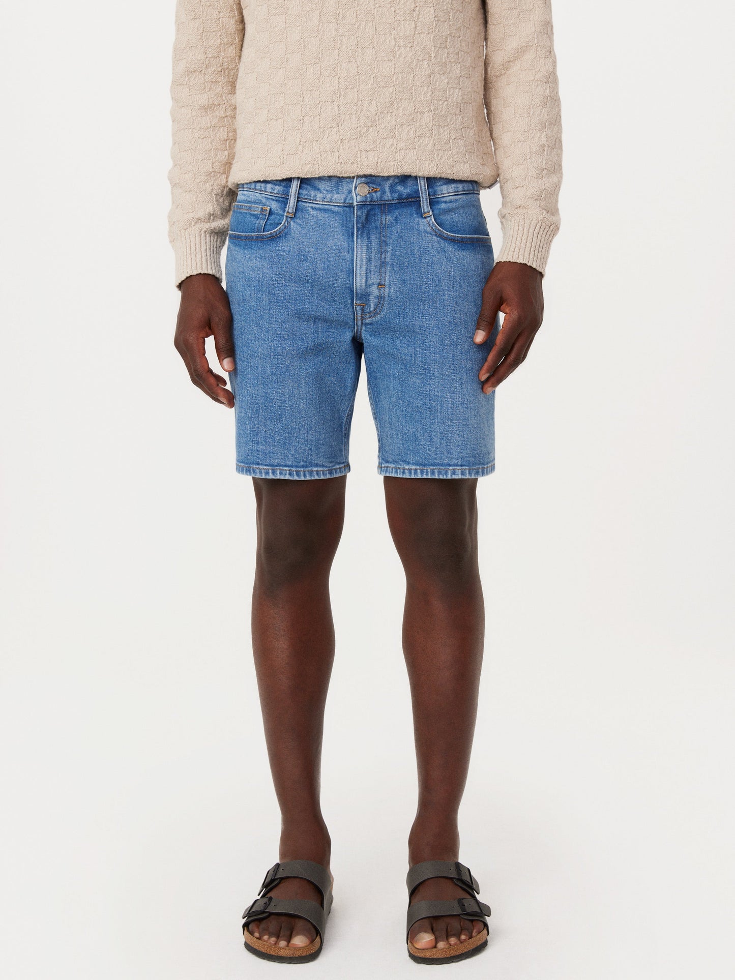 Slim Recycled Denim 8” Short — Medium Blue