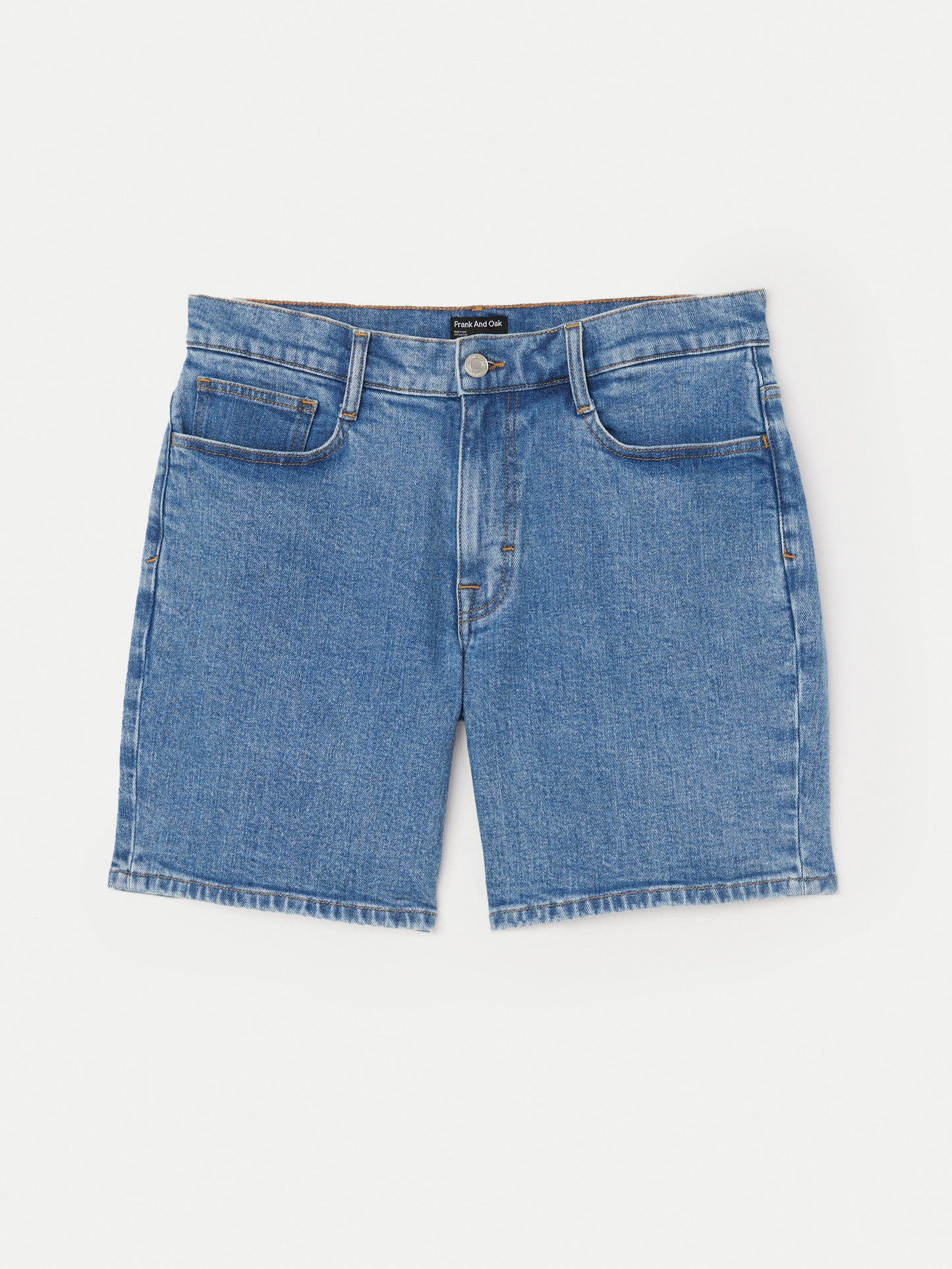 Slim Recycled Denim 8” Short — Medium Blue