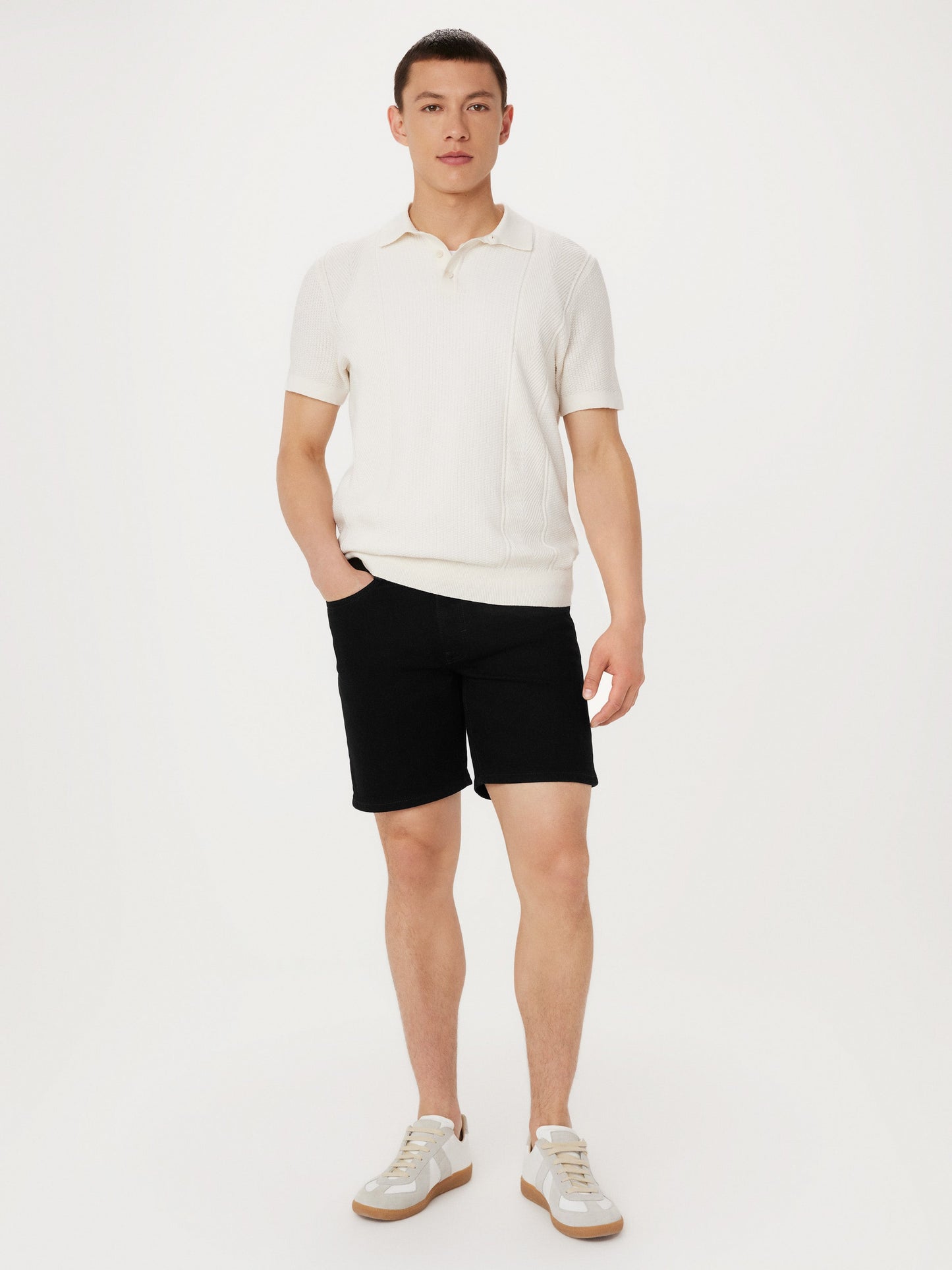 Slim Recycled Denim 8” Short — Black