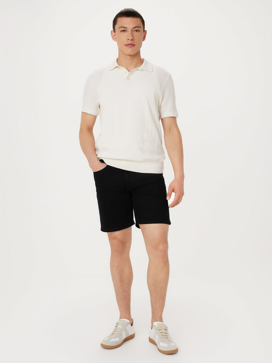 Slim Recycled Denim 8” Short — Black