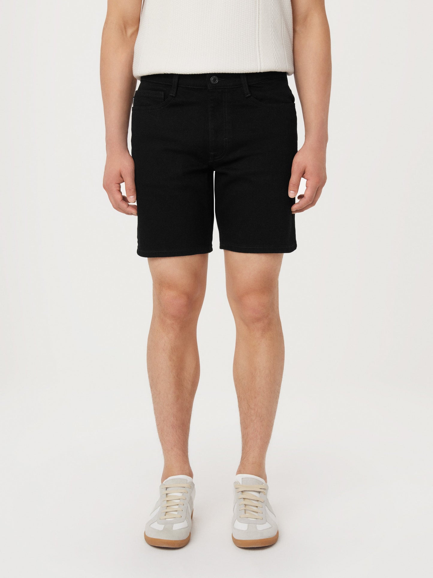 Slim Recycled Denim 8” Short — Black