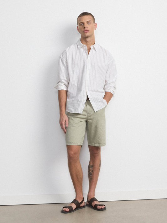 Natural-Dyed Organic Denim 10” Short — Soft Green