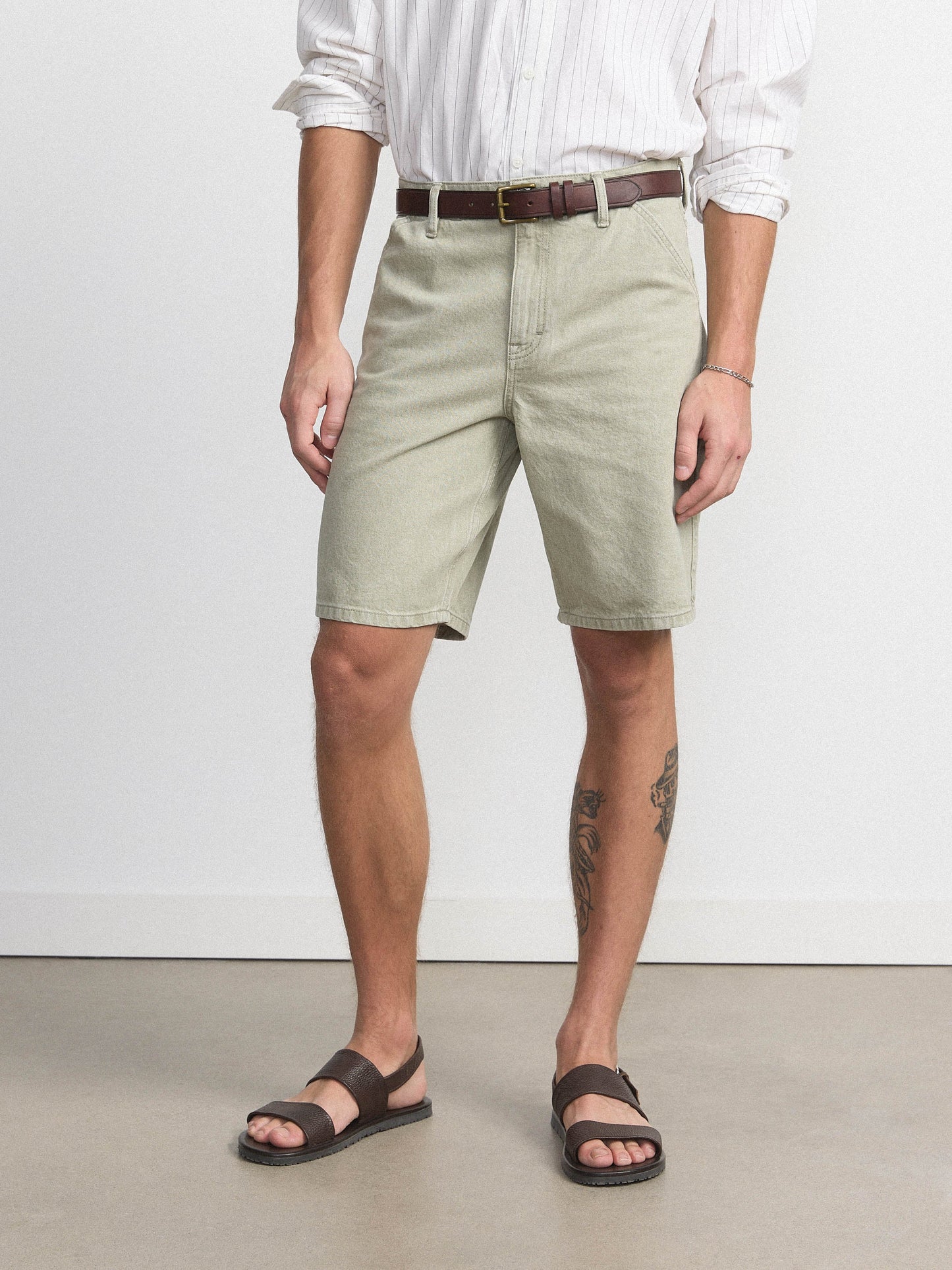 Natural-Dyed Organic Denim 10” Short — Soft Green
