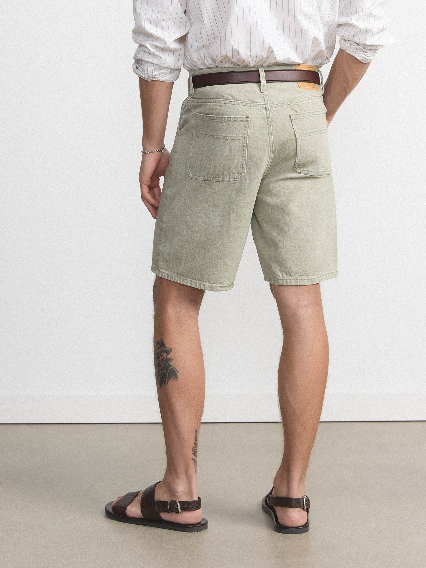 Natural-Dyed Organic Denim 10” Short — Soft Green