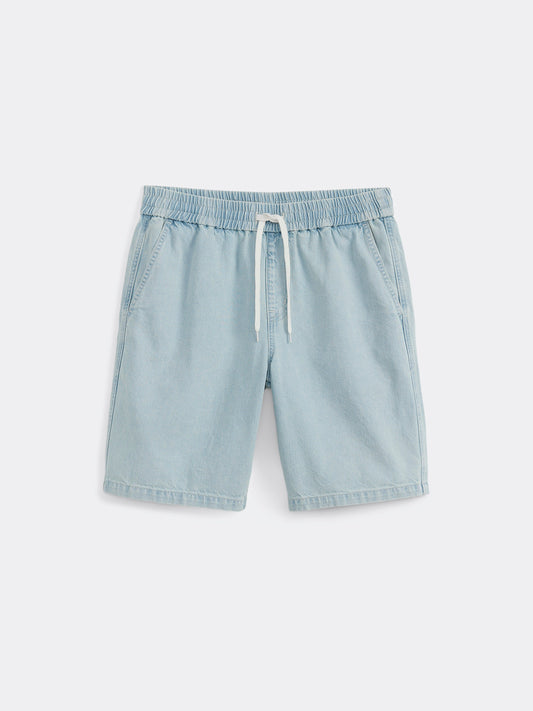 Relaxed Recycled Denim 9” Short — Bleached Blue