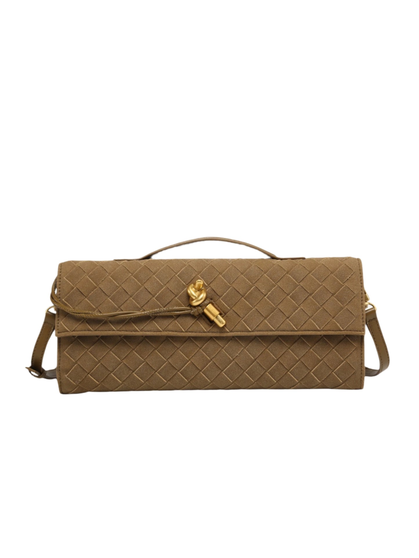 Elena Woven Suede Clutch