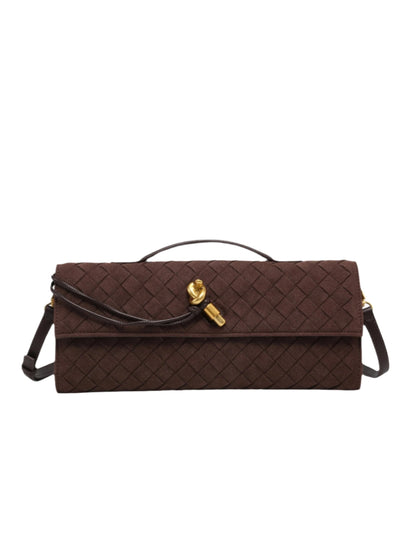 Elena Woven Suede Clutch