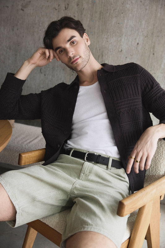 Natural-Dyed Organic Denim 10” Short — Soft Green