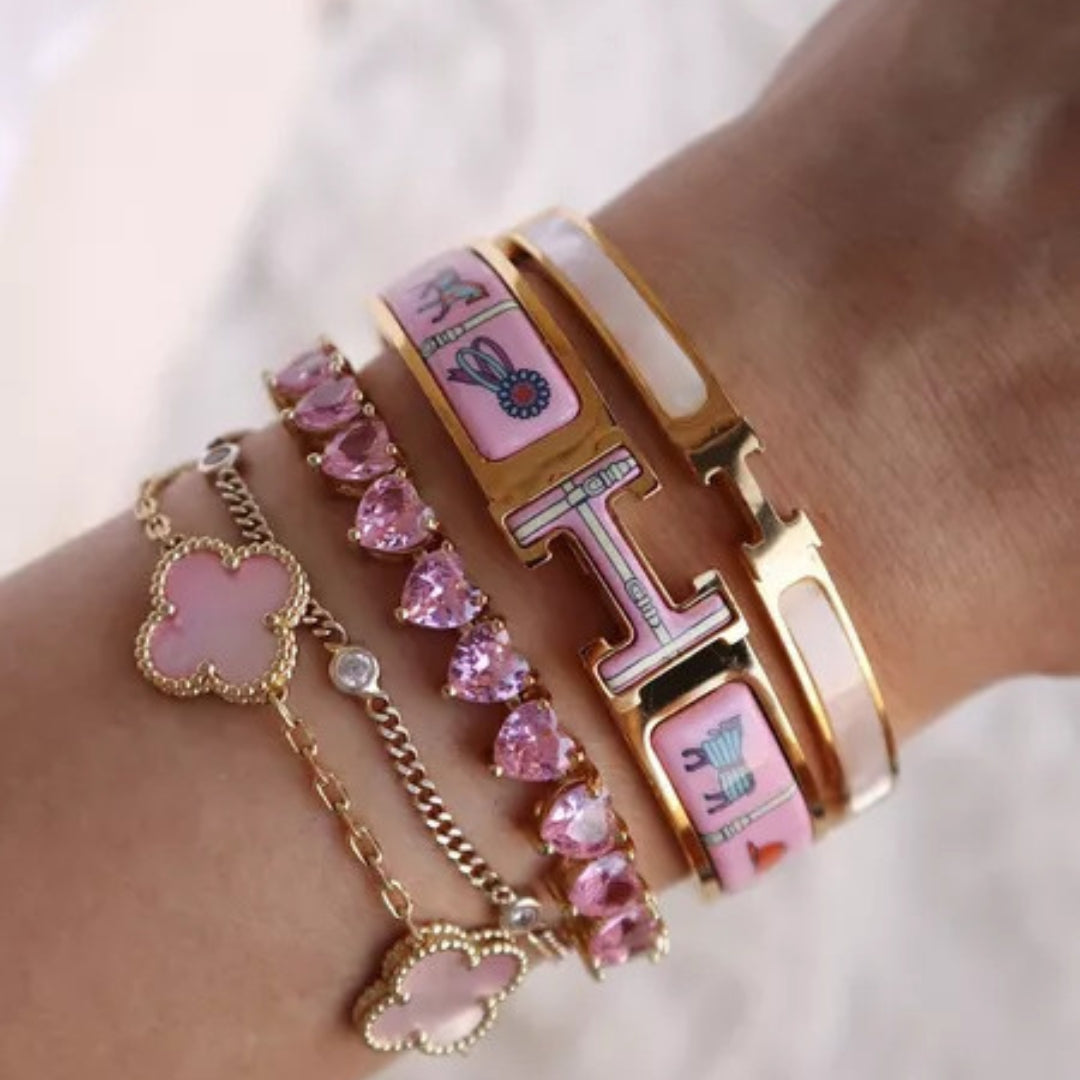 Fortuna Pink Clover Bracelet