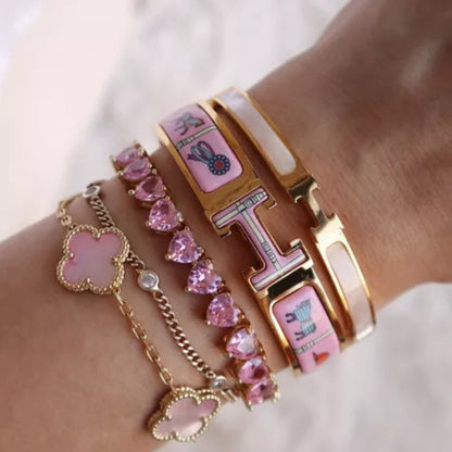 Fortuna Pink Clover Bracelet