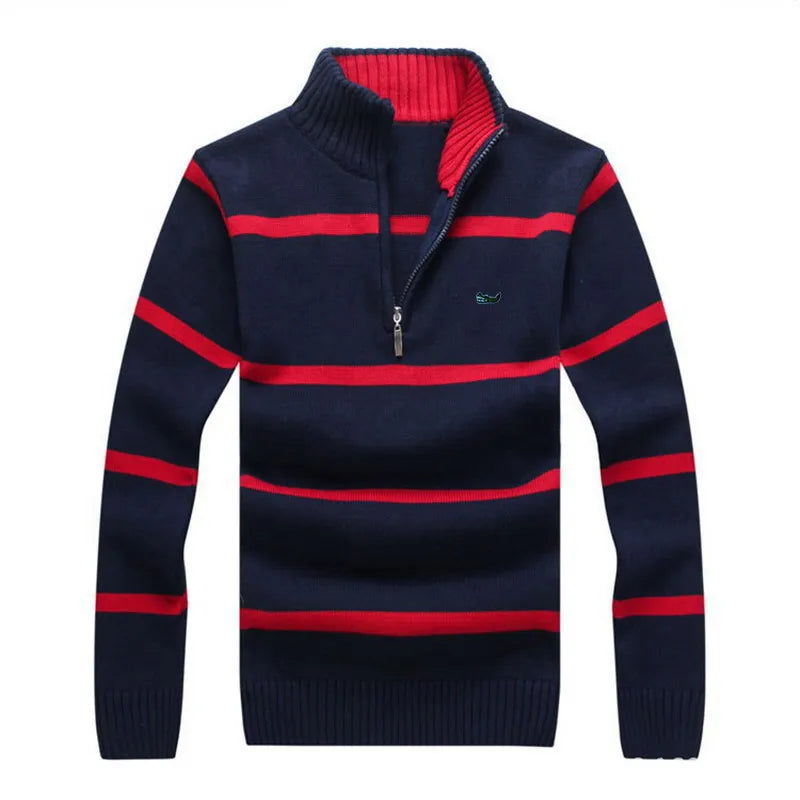 Luciano Coastal Stripe Half-Zip Sweater