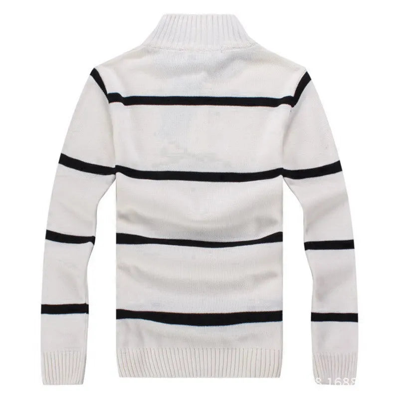 Luciano Coastal Stripe Half-Zip Sweater