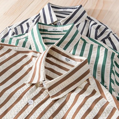 Classic Striped Italian Button-Up