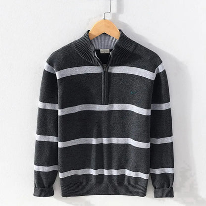 Luciano Coastal Stripe Half-Zip Sweater