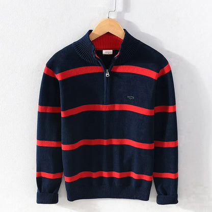 Amalfi Cotton Stripe Zip-Up Sweater