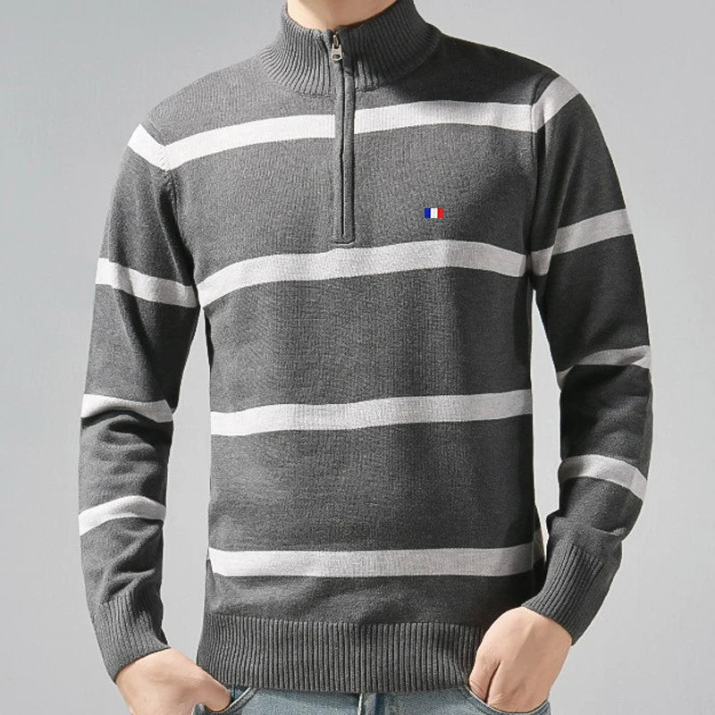 Riviera Stripe Zip-Up Pullover