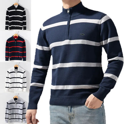 Amalfi Cotton Stripe Zip-Up Sweater