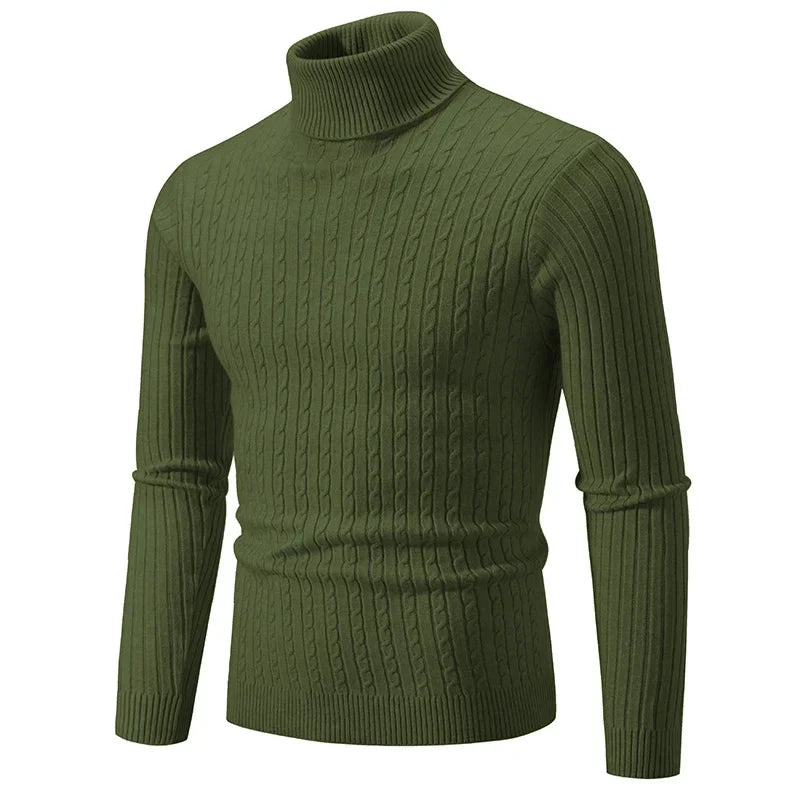 Antonio Cable-Knit Wool Blend Turtleneck