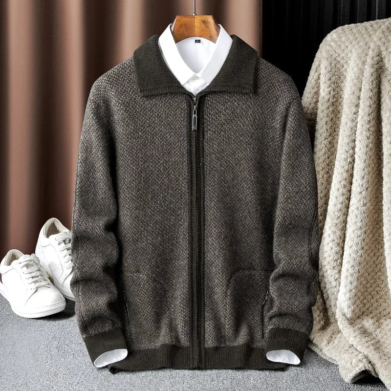 Luciano Pure Cashmere Zip-Up Cardigan