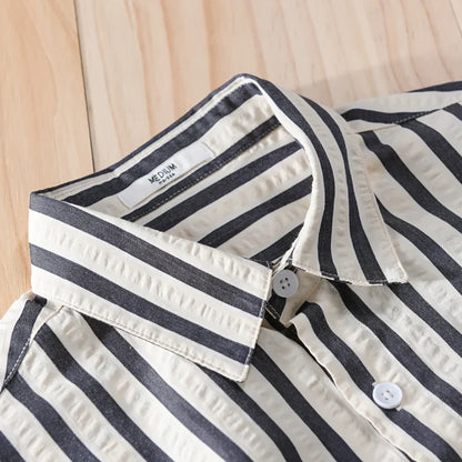 Classic Striped Italian Button-Up