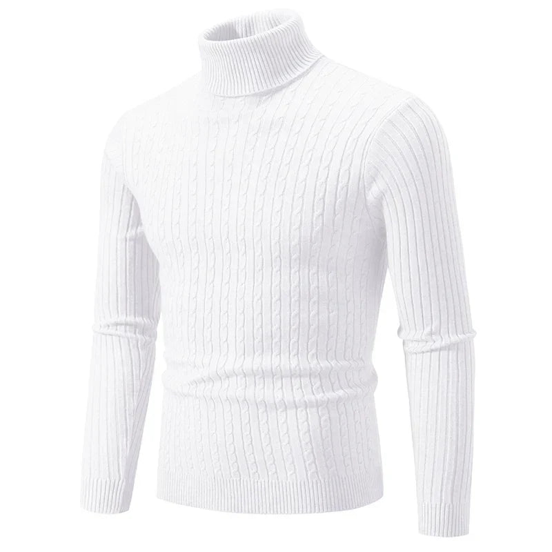 Antonio Cable-Knit Wool Blend Turtleneck