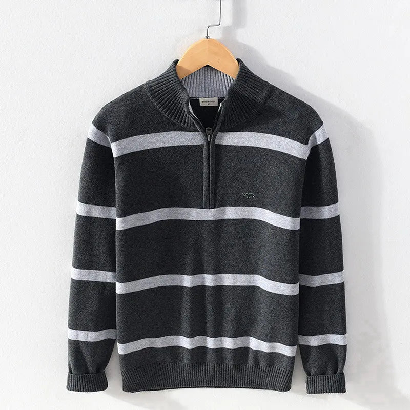 Amalfi Cotton Stripe Zip-Up Sweater