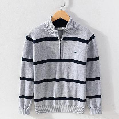 Luciano Coastal Stripe Half-Zip Sweater