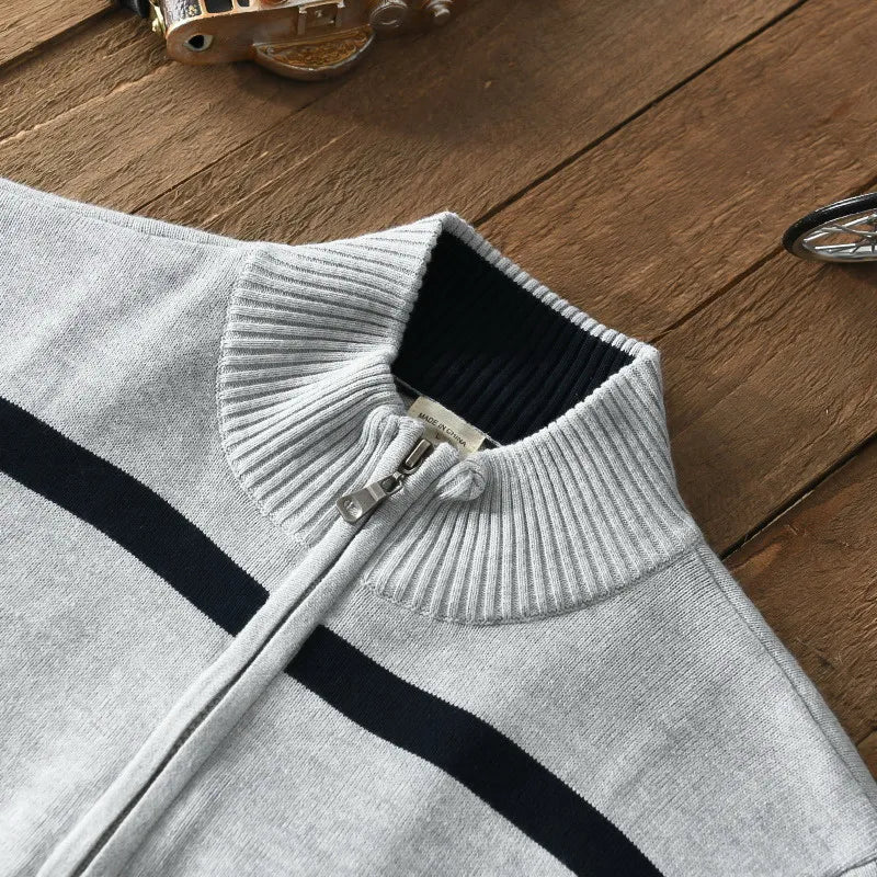 Amalfi Cotton Stripe Zip-Up Sweater