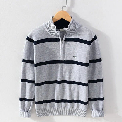 Amalfi Cotton Stripe Zip-Up Sweater