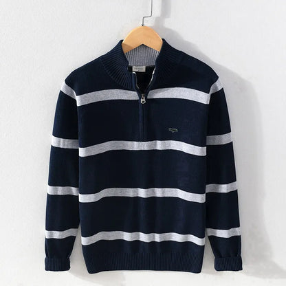 Amalfi Cotton Stripe Zip-Up Sweater