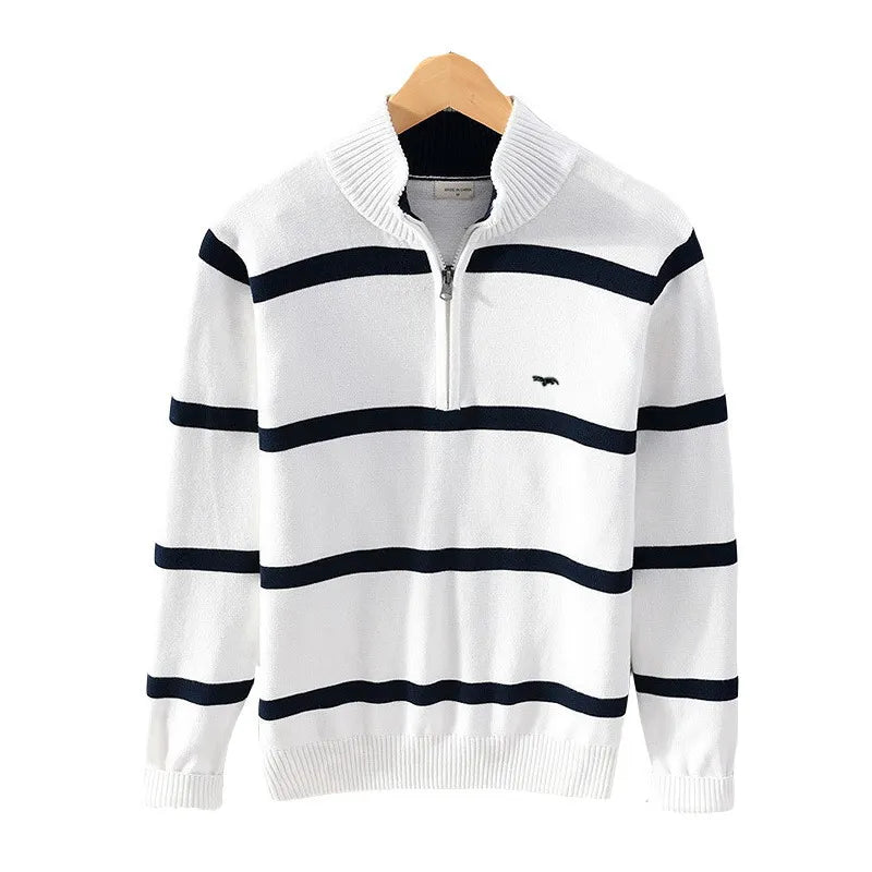 Amalfi Cotton Stripe Zip-Up Sweater