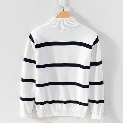 Amalfi Cotton Stripe Zip-Up Sweater