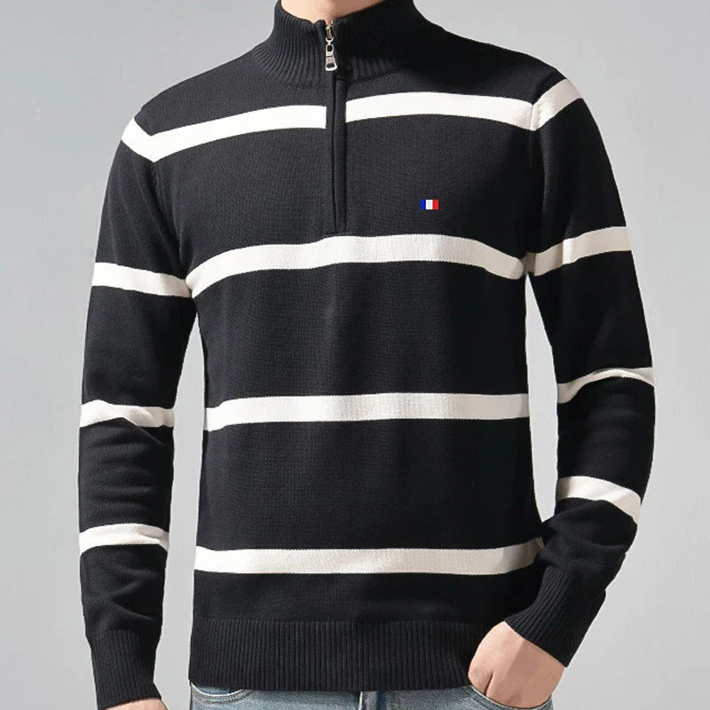 Riviera Stripe Zip-Up Pullover