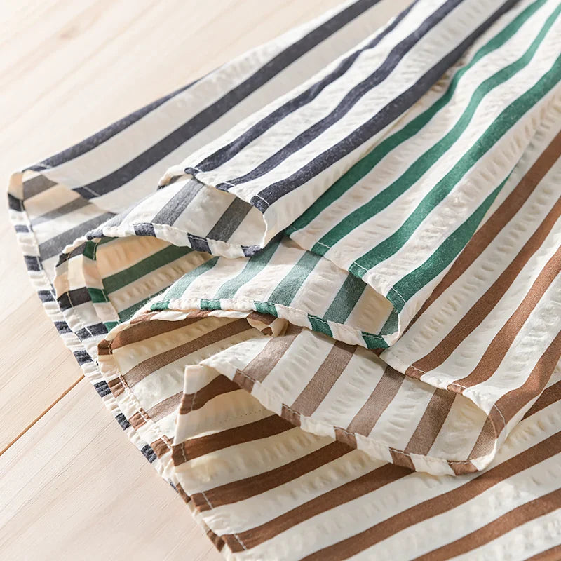 Classic Striped Italian Button-Up